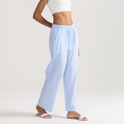 Women Linen Palazzo Pants Summer Boho Wide Leg High Waist Casual Pant 2025 Travel Pants Women Baggy Pants3