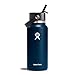 Produktbild HYDRO FLASK - Trinkflasche 946ml (32oz) mit Strohdeckel - Vakuumisolierte, Wiederverwendbare Flasche aus Edelstahl - Auslaufsicherer Deckel - Größe Öffnung - Indigo