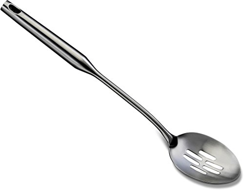 Pro Chef Kitchen Tools Slotted Spoon - Slotted Cooking Spoons - Frying Skimmer Metal Scoop With Holes For Straining - Heavy Duty Commercial Restaurant Quality Stainless Steel Flatware Serving Utensil