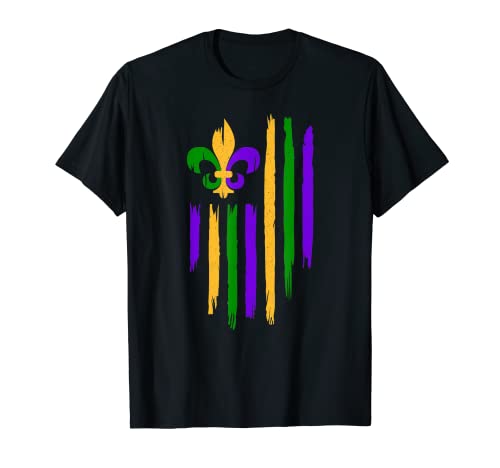 Mardi Gras Carnaval Bandera Americana Cajún Festival Camiseta