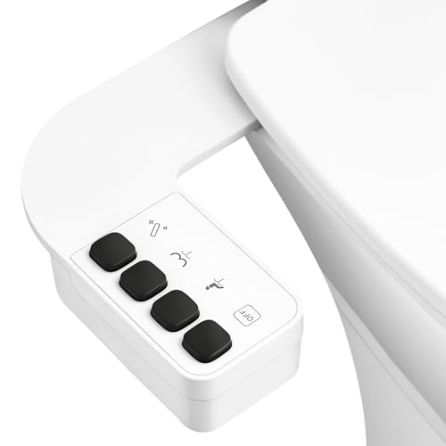 Bidet Attachment for Toilet,0.23 Inch Ultra-Thin Non-Electric Bidet,Knob Control for Water Flow On/Off, Adjustable Water Pressure,Foldable Dual Self-Cleaning Nozzles (Only Cold Water)
