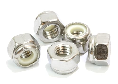 Bolt Dropper 100 Pack of 5/16"-18 Locknuts - Stainless Steel Finish Hex Nuts with Nylon Insert - 304 18-8 Grade for 5/16 Bolt and Hardware Fastening - Strong Hold