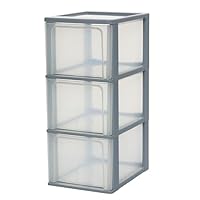 Iris Ohyama, Kunststoff Schubladenbox mit 3 tiefen Schubladen, Grau, Easy-Pull-System, A4, A5 & A6 Format, Schreibtisch Organizer für Büro, Schule, Schreibwaren, BPA-frei, Schubladenschrank, OCH-2300