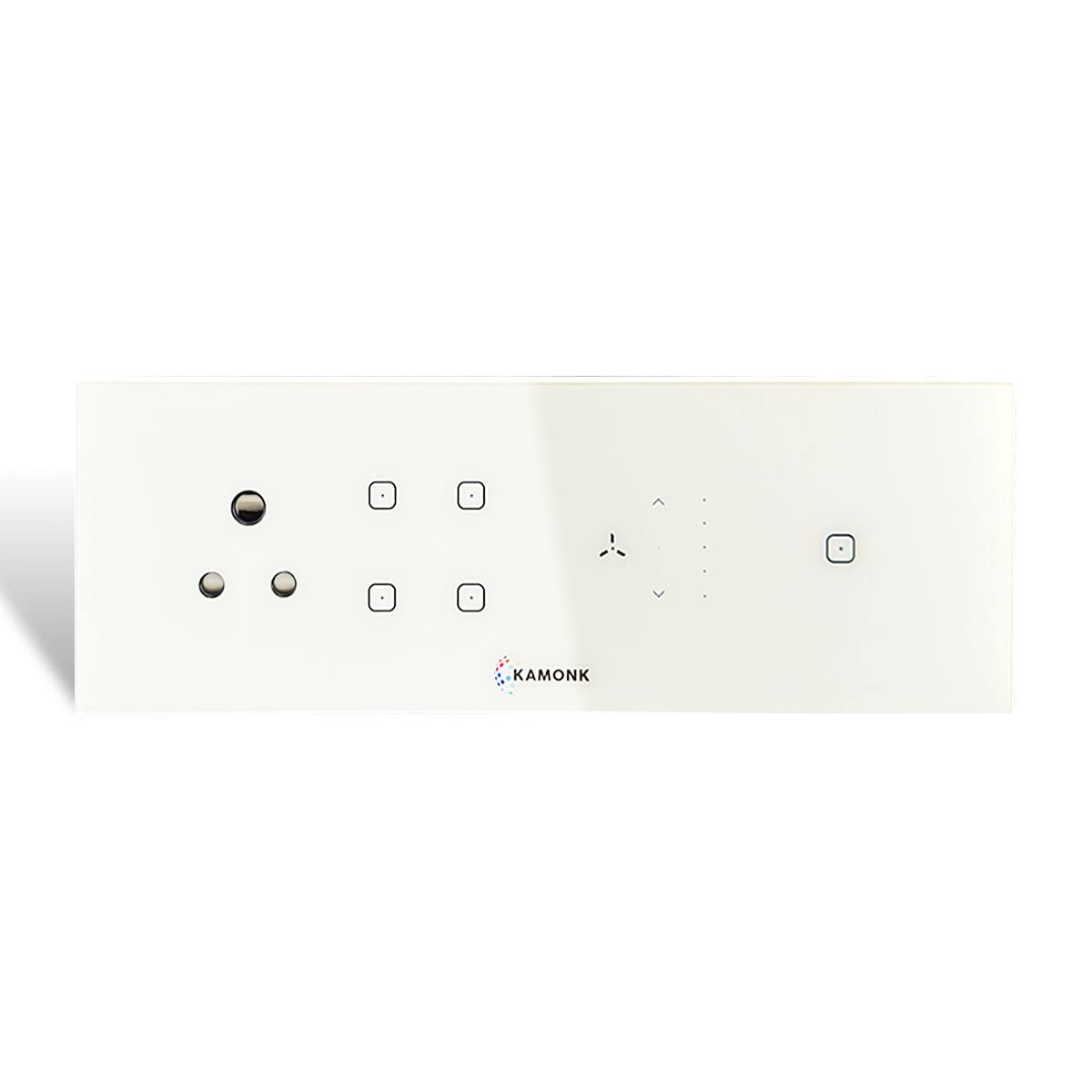 Kamonk 8 Module Custom Plate/Horizontal: (Socket x 1 unit) + (4 Gang x 1 unit)+ (Fan Regulator x 1 unit) + (1 Gang x 1 unit) | Compatible with Alexa, Google Assist., Siri Shortcuts-image-40