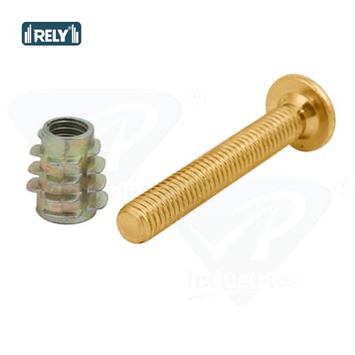 Image of Rely⇒VP INDUSTRIES (Combo Set -10 Pcs) M8x20 mm Allen JCB Screw with M8x15 mm Internal Thread Wood Insert D-Nut With Allen Key 1 Pc | Fastener for Joining Wood Boards, Cabinets, Cupboards, & Beds