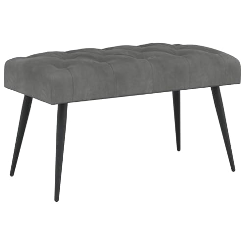 vidaXL Banc avec capitonnage Bouton Gris foncé 80 x 40 x 46 cm Velours, Banc Contemporain, rembourré capitonné, avec Pieds en métal, Style Minimaliste en Velours, Parfait pour Chambre, Salle à Manger