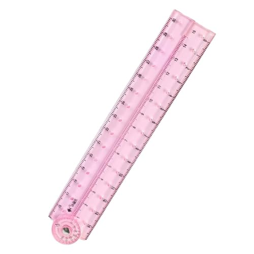 クリア折りたたみ定規、測定長さ 0-15cm フレキシブル製図定規、センチメートルスケール 描画測定用 (ピンク)