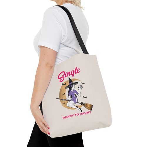 Halloween Tote Bag for Singles, Single and Ready to Haunt, Witchy Tote, Spooky Gift Bag, Fall Vibes, Breakup Gift for her3