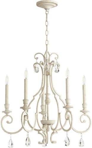 Quorum 6014-5-70 Transitional Five Light Chandelier from Ansley Collection in White Finish,