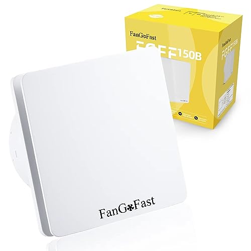 FanGoFast Extractor de Baño de 150mm, Extractor Cocina Silencioso con Tapa de Retorno, Potente Ventilador Extractor de Aire de 17W para Cocina Inodoro Invernadero Oficina