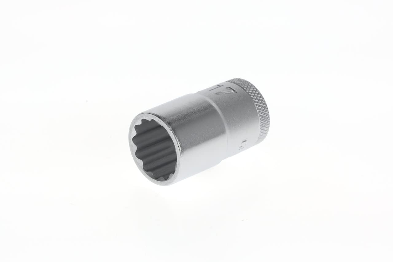 Gedore Silver Socket, 1/2" 12.5 Mm Drive, Bi-Hex, 17 Mm Af, Tool, D 19 17, Chrome-Plated Steel