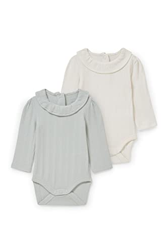 C&A Baby Mädchen Body 2er Pack|Multipack Unifarben weiß/grün 62
