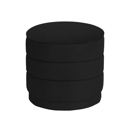 ZOLANOful Pouf rangement velours 39 cm couvercle réversible noir