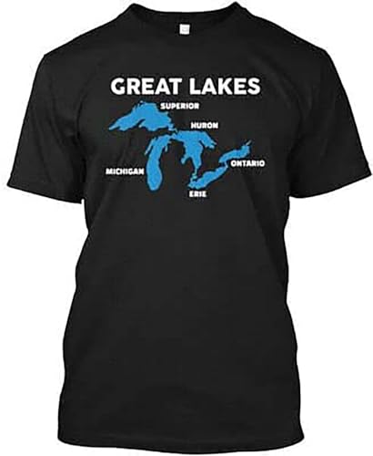 The Great Lakes S Funny Design for Mens T-Shirt, Negro , S