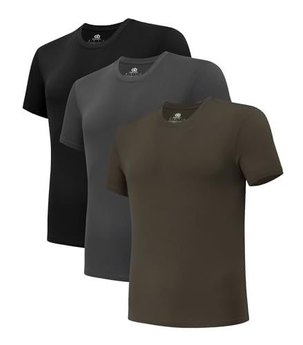 DAVID ARCHY Men's Undershirt Bamboo TShirts Moisture-Wicking Heather Tees for Men Fit Classic Top Shorts 3-Pack
