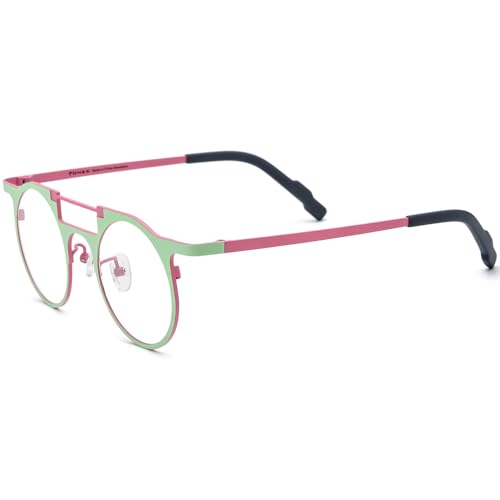 Image of FONEX Colorful Pure Titanium Glasses Frame Women Retro Round Eyeglasses F85782