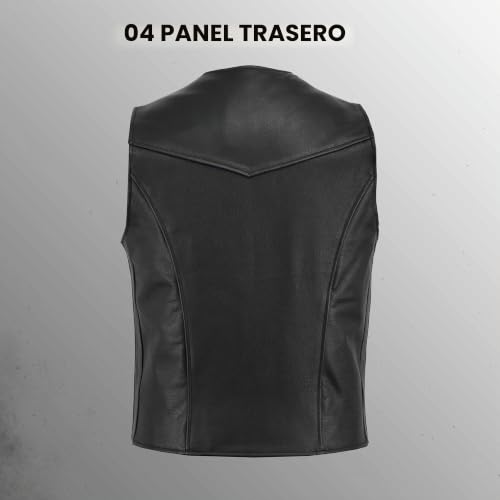 Chaleco de cuero real para hombre cómodo y resistente para motoristas 4
