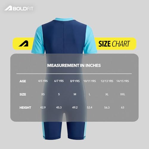 Image of Boldfit Swimming Costume for Kids One Piece Boy Swimming Costume Quick Dry Swim Dress for Boys Stretchable Swim Suit for Boys - Blue, S