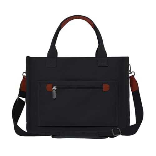 Image of FIORETTO Womens Canvas Tote Bag Purse with Individual Compartment, Zipper Top, Reinforced Bottom & Luggage Sleeve