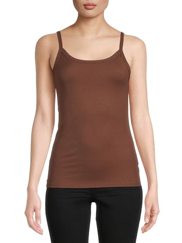 No Boundaries Juniors' Ribbed Cami(Hot Chocolate-L)