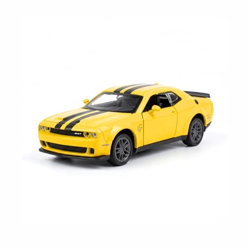 Image of Challengr SR-T Diecast Model Car, 1:36 Scale, Openable Doors and Trunk, Engine Sound and Lights, Metal Diecast Car for Kids and Collectors (Yellow)
