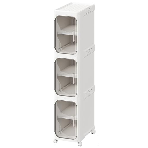 Armario baño estrecho,Armario almacenaje plegable móvil,Ahorro espacio Instalación sencilla,para Dormitorio,Cocinas 3-Tier