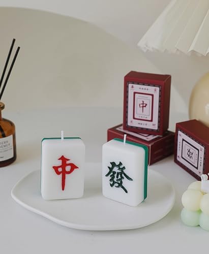 Bougie en forme de cire de soja Mahjong, objet artisanal de style chinois - 2