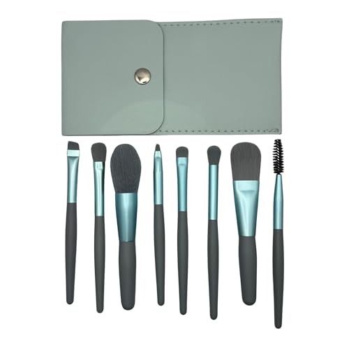 Portable Makeup Brush Set - 8Pcs Makeup Kit with Carrying Pouch, Foundation Face Powder Concealers Eyeshadow Blush Brushes Make up Brushes Set Essential Beauty Tools for On-the-Go Glamour (Blue)
