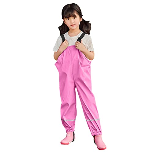 Kids Girls Boys Water-Proof Suspender Rain Pants Lightweight Windproof Rain Bib Muddy Overalls Unisex Rain Wear