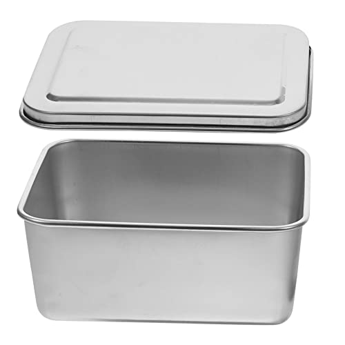 Gatuida 1 Juego molde para pasteles de acero inoxidable cajas almacenaje cajas de almacenaje sartenes cuadrados con tapa molde para pastel de tiramisú sarten parrilla moldes para hornear