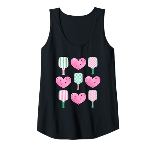 Mujer Camiseta rosa Preppy Pickleball a las niñas les encanta jugar al pickle ball Camiseta sin Mangas