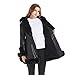 GRAN ORIENTE Faux Leather Jacket for Women with Faux Fur Collar Long Sleeve Furry Parka Outerwear with Hood Warm Lined Winter Coat with Belt (GK024 Beige M)