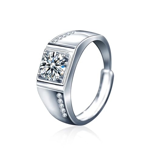 Alliance Rond Vintage en argent et moissanite bague réglable homme