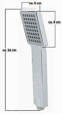 Moderne Design Handbrause- Florida/ hochglanzverchromt/ Handdusche/ Duschbrause/ Brause/ mit Antikalkdüsen/ Dusche/ Brausekopf/ Duschkopf/ Bad/ eckig/ quadratisch/ silber/ grau-2