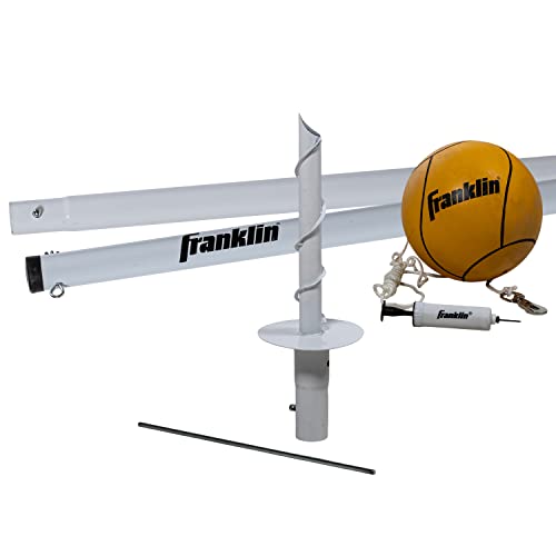 Franklin Sports Tetherball Set - Full Tetherball Game Set with 8' Pole, Rope + Ball Included - Portable Steel Backyard + Beach Kit with Carry Bag - Pro