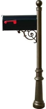 E1 Economy Mailbox System with Fluted Base & Ball Finial Bronze