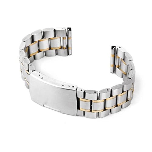 Correa de reloj duradera de 20mm en acero inoxidable con eslabones sólidos y espray de recambio