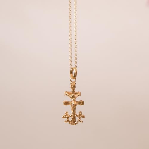 Collar Cruz de Caravaca Plata 925 Oro 18 Quilates