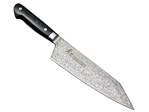 コアレスダマスカス 剣型(切付)牛刀190 ブラックマイカルタ〜coreless damascus kiritsuke190