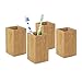 Produktbild Relaxdays 4 x Zahnputzbecher Bambus, Zahnbürstenhalter eckig, Bambusbecher für Zahnbürste und Zahnpasta, HBT 11 x 6,5 x 6,5 cm, Natur
