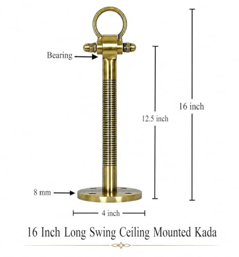 Image of Ceiling Hooks for Hanging Zula for Home Punching Bag Hanger with Anchor Bolt Fasteners Suitbale for Hammock Swing (Golden Kada, 16 Inch, Pack of 2)