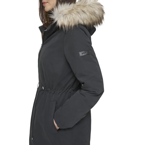 DKNY Women's Faux Fur Trim Hooded Anorak Jacket3