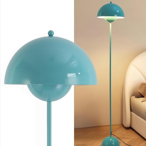 Image of Mid-Century Modern Metal Bud Floor Lamp for Home and Office, Turquoise