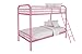 DHP Dusty Twin over Twin Metal Bunk Bed with Secured Ladder, Pink