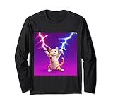 Cute Kitty Cat with Lightning Bolts Long Sleeve T-Shirt