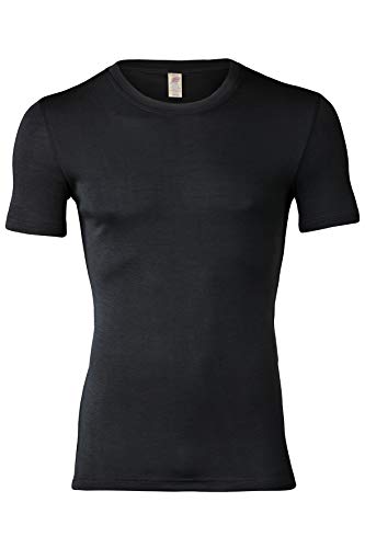 Engel-Natur, T-Shirt/Canottiera da Uomo Merino, 70% Lana (Organica), 30% Seta (46-48 EU, Nero)