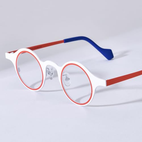 Image of FONEX Colorful Pure Titanium Glasses Frame Women Retro Round Eyeglasses