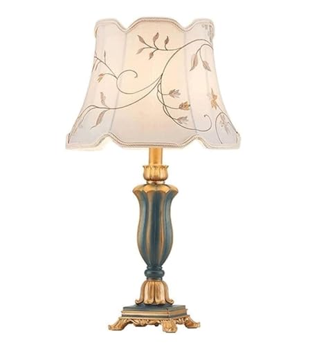 Lámpara de mesita de noche lámpara de mesa de resina lámpara de mesa estilo americano lámpara de noche bordado tela pantalla lámpara de mesita de noche para sala de estar dormitorio lámpara de mesa