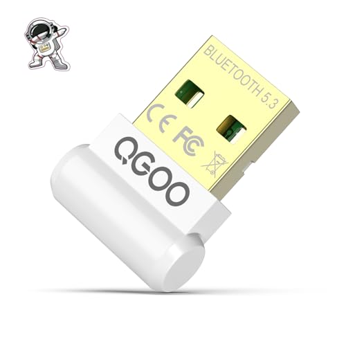 USB Bluetooth Adapter for PC - QGOO Bluetooth Dongle 5.3 EDR, Wireless Bluetooth Receiver for Desktop Computer Laptop Bluetooth Windows 8.1/10/11?white-106?