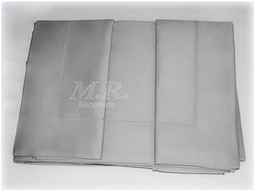 Ennekappa - Sábanas de satén liso satinado Lux liso 100% algodón con dobladillo en el día de matrimonio, color gris